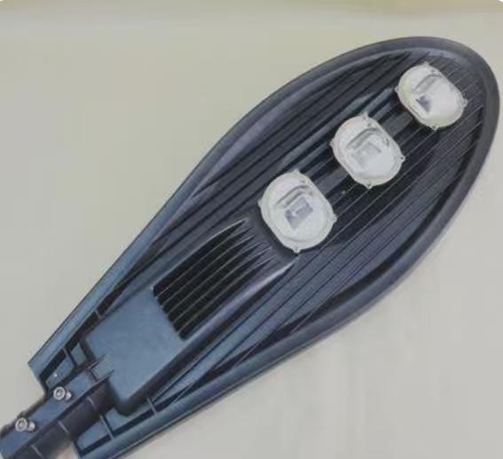 Close view of a black LED street light head